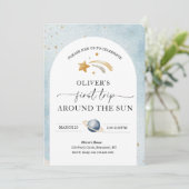 Invitation d'anniversaire de l'espace | Premier an (Debout devant)