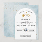 Invitation d'anniversaire de l'espace | Premier an (Devant / Derrière)