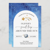 Invitation d'anniversaire de l'espace | Premier an (Devant / Derrière)