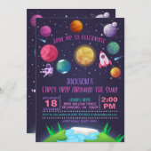 Invitation d'anniversaire de l'espace - Première f (Devant / Derrière)