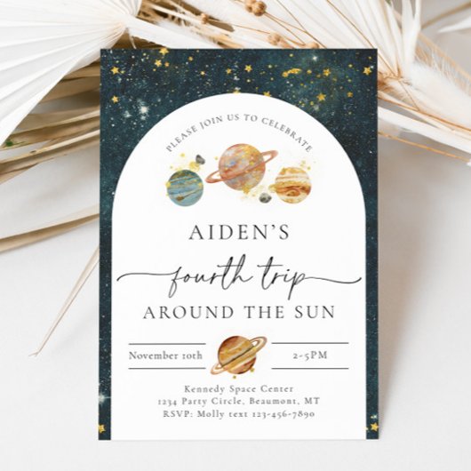 Invitation d'anniversaire de l'espace | Quatrième