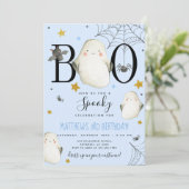 Invitation d'anniversaire de l'Halloween bleu (Debout devant)