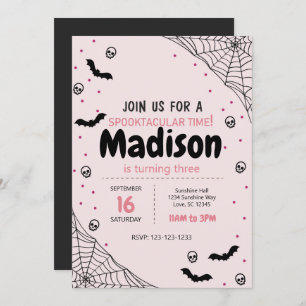 Invitation d'anniversaire de l'Halloween de Pink S