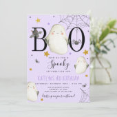 Invitation d'anniversaire de l'Halloween violet (Debout devant)