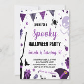 Invitation d'anniversaire de l'Halloween violet (Devant)