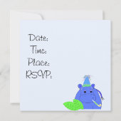 Invitation d'anniversaire de l'hippopotame de la j (Dos)
