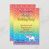 Invitation d'anniversaire de licorne (Devant / Derrière)
