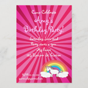 Invitation d'anniversaire de licorne