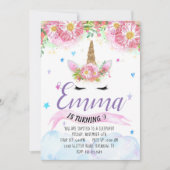 Invitation d'anniversaire de licorne (Devant)