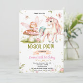 Invitation d'anniversaire de licorne de fée de for (Debout devant)
