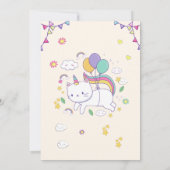 Invitation d'anniversaire de licorne dessinée à la (Dos)