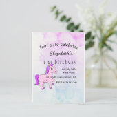 invitation d'anniversaire de licorne élégante mini (Debout devant)