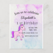 invitation d'anniversaire de licorne élégante mini (Devant)
