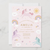 Invitation d'anniversaire de licorne fantaisiste m (Devant)