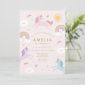 Invitation d'anniversaire de licorne fantaisiste m (Debout devant)