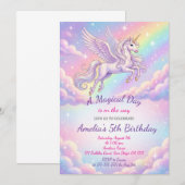 Invitation d'anniversaire de licorne Fête de licor (Devant / Derrière)