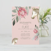Invitation d'anniversaire de licorne florale rose (Debout devant)