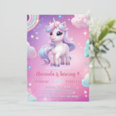 Invitation d'anniversaire de licorne Invitation Ma (Debout devant)