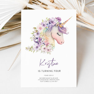 Invitation d'anniversaire de licorne magique