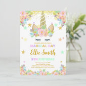 Invitation d'anniversaire de licorne MAGIQUE (Debout devant)