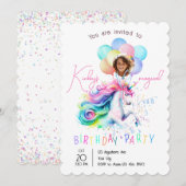 Invitation d'anniversaire de licorne magique (Devant / Derrière)