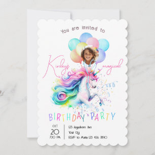 Invitation d'anniversaire de licorne magique