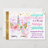 Invitation d'anniversaire de licorne magique (Devant)