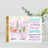 Invitation d'anniversaire de licorne magique (Debout devant)