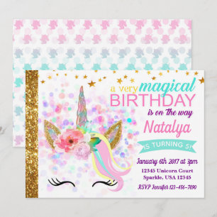 Invitation d'anniversaire de licorne magique