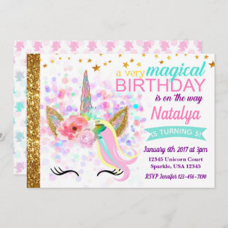 Invitation d'anniversaire de licorne magique
