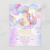 Invitation d'anniversaire de licorne magique Arc-e (Devant)