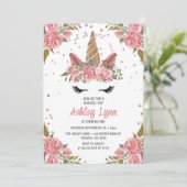 Invitation d'anniversaire de licorne magique flora (Debout devant)