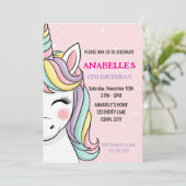 Invitation d'anniversaire de licorne magique perso (Debout devant)