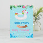 Invitation d'anniversaire de licorne mignonne pour (Debout devant)