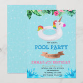 Invitation d'anniversaire de licorne mignonne pour (Devant / Derrière)