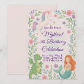 Invitation d'anniversaire de licorne mythique (Devant / Derrière)