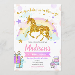 Invitation d'anniversaire de licorne/partie