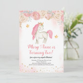 Invitation d'anniversaire de licorne rose magique (Debout devant)