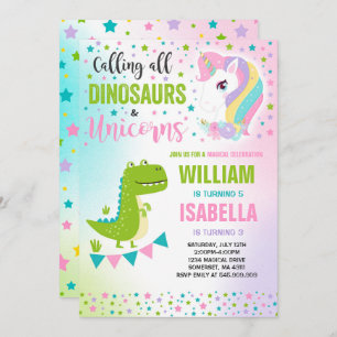 Invitation d'anniversaire de licornes et de