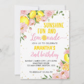 Invitation d'anniversaire de limonade florale rose (Devant)