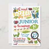 Invitation d'anniversaire de l'insecte des bogues (Devant)