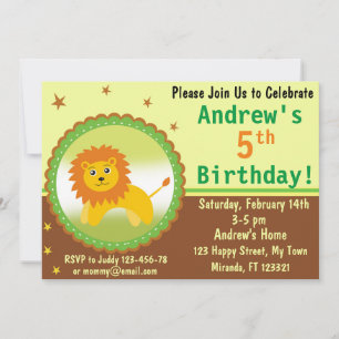 Invitation d'anniversaire de lion mignon