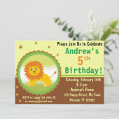 Invitation d'anniversaire de lion mignon (Debout devant)
