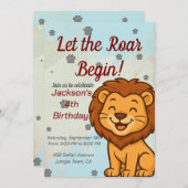 Invitation d'anniversaire de lion mignon pour les (Devant / Derrière)