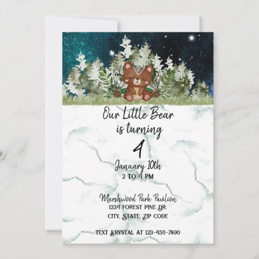 Invitation d'anniversaire de Little Bear (Devant)