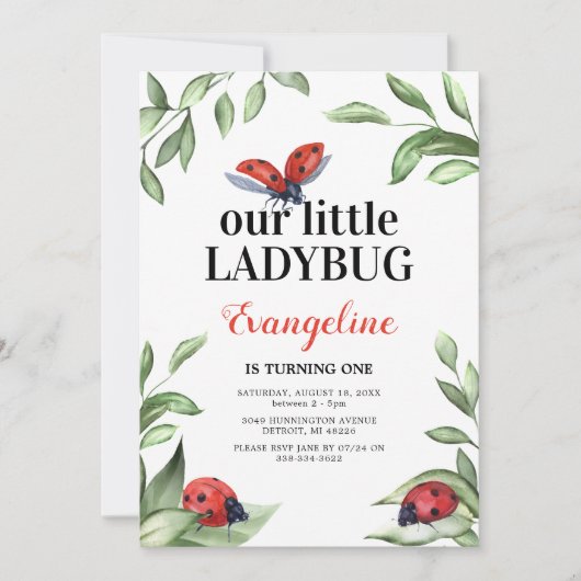 Invitation d'anniversaire de Little Ladybug (Devant)