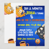 Invitation d'anniversaire de Little Monster (Devant / Derrière)