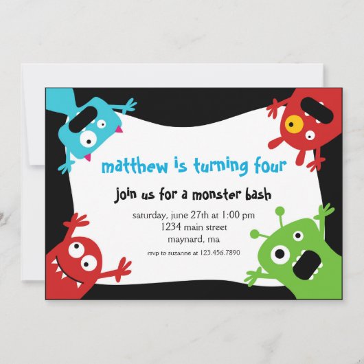 Invitation d'anniversaire de Little Monsters (Devant)