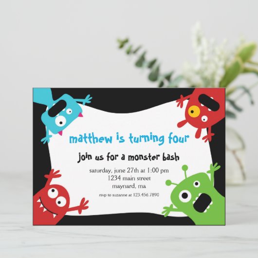 Invitation d'anniversaire de Little Monsters (Debout devant)