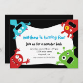 Invitation d'anniversaire de Little Monsters (Devant / Derrière)